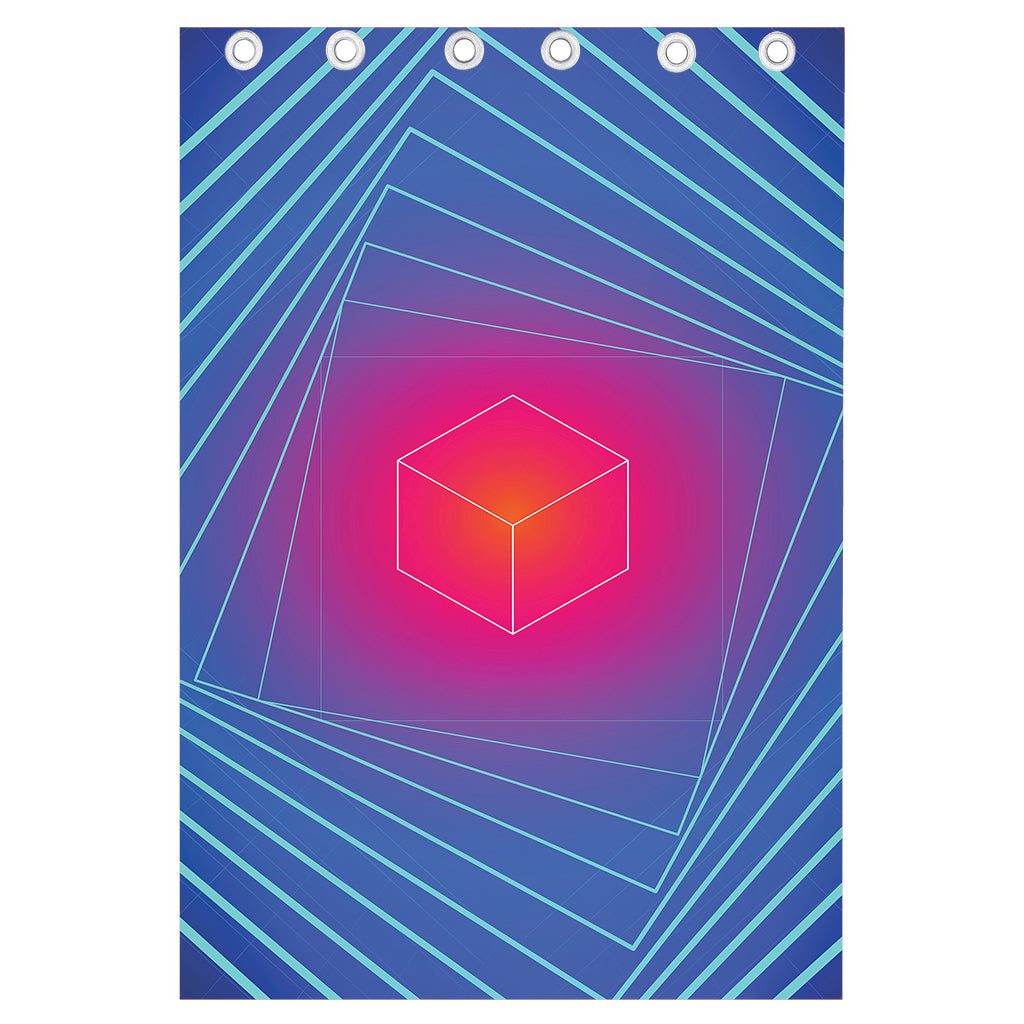 Blue Geometric EDM Light Print Curtain