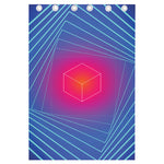 Blue Geometric EDM Light Print Curtain