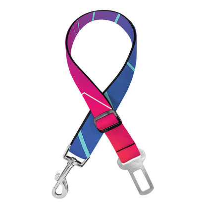 Blue Geometric EDM Light Print Dog Seat Belt