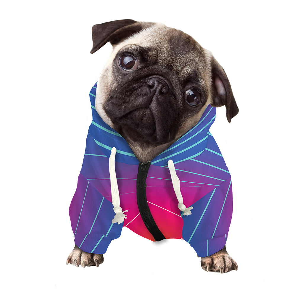 Blue Geometric EDM Light Print Dog Zip Up Hoodie