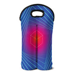 Blue Geometric EDM Light Print Double Neoprene Wine Tote