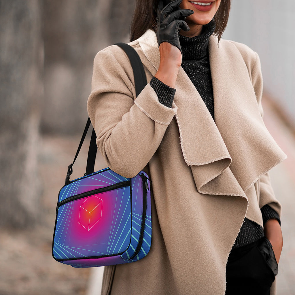 Blue Geometric EDM Light Print Double Strap Bible Bag