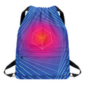 Blue Geometric EDM Light Print Drawstring Backpack