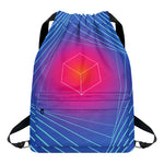 Blue Geometric EDM Light Print Drawstring Backpack