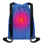 Blue Geometric EDM Light Print Drawstring Backpack