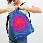 Blue Geometric EDM Light Print Drawstring Backpack