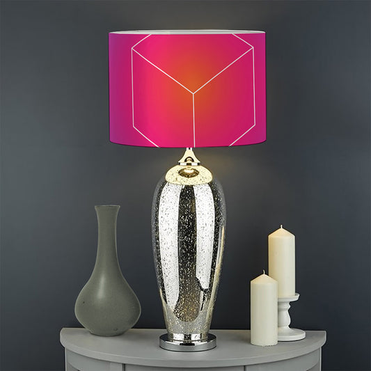 Blue Geometric EDM Light Print Drum Lamp Shade