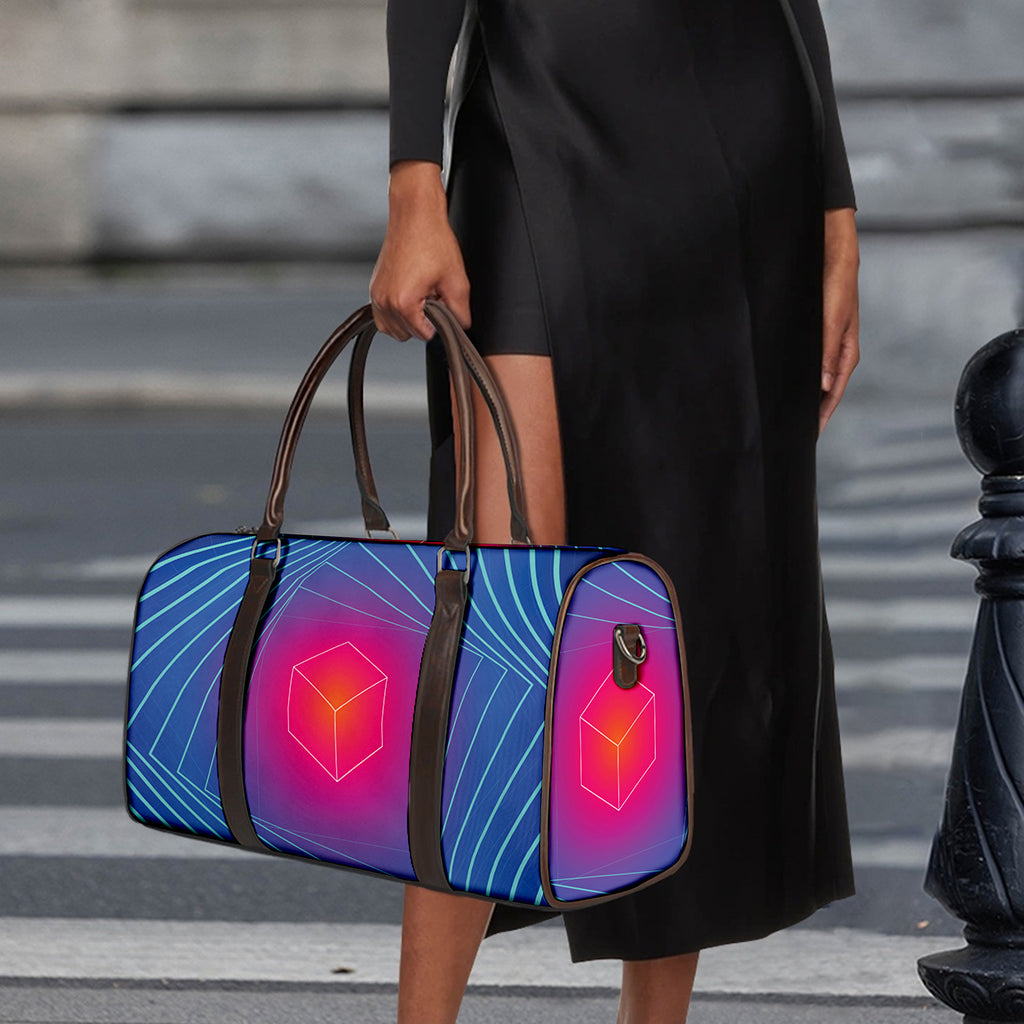 Blue Geometric EDM Light Print Duffle Bag