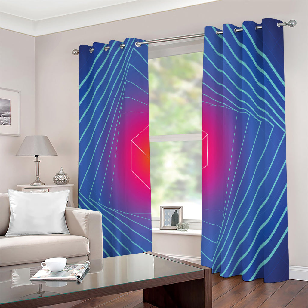 Blue Geometric EDM Light Print Extra Wide Grommet Curtains