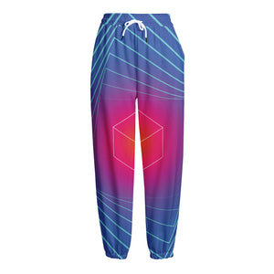 Blue Geometric EDM Light Print Fleece Lined Knit Pants