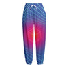 Blue Geometric EDM Light Print Fleece Lined Knit Pants