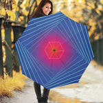 Blue Geometric EDM Light Print Foldable Umbrella