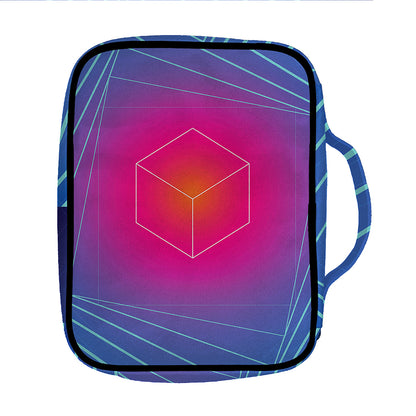 Blue Geometric EDM Light Print Front Pocket Bible Bag