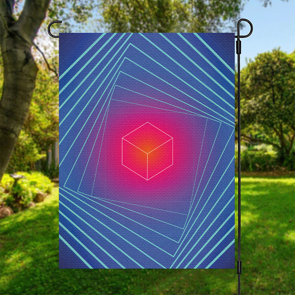 Blue Geometric EDM Light Print Garden Flag