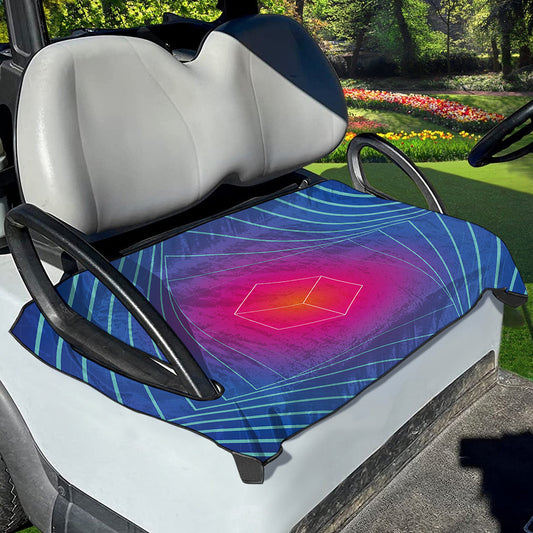 Blue Geometric EDM Light Print Golf Cart Seat Cover