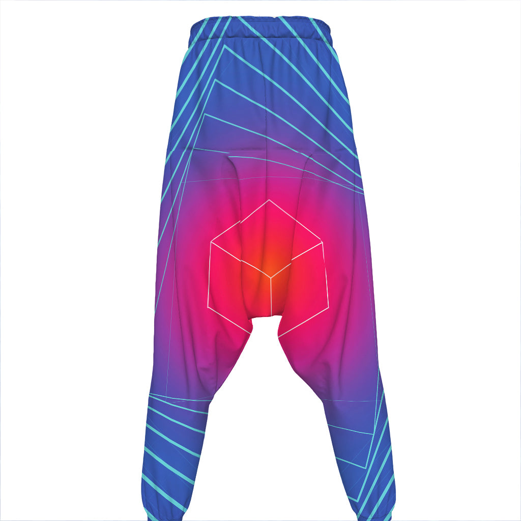 Blue Geometric EDM Light Print Hammer Pants