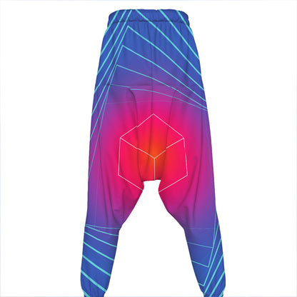 Blue Geometric EDM Light Print Hammer Pants