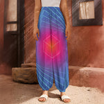 Blue Geometric EDM Light Print Harem Pants