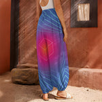 Blue Geometric EDM Light Print Harem Pants