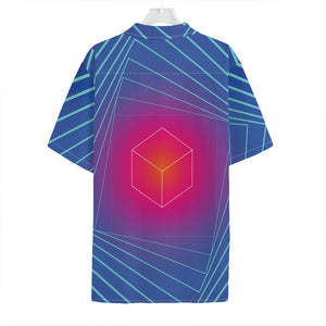 Blue Geometric EDM Light Print Hawaiian Shirt