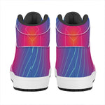 Blue Geometric EDM Light Print High Top Leather Sneakers