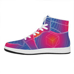 Blue Geometric EDM Light Print High Top Leather Sneakers