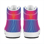 Blue Geometric EDM Light Print High Top Leather Sneakers