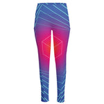 Blue Geometric EDM Light Print High-Waisted Pocket Leggings