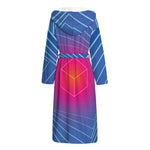 Blue Geometric EDM Light Print Hooded Bathrobe