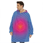 Blue Geometric EDM Light Print Hoodie Blanket