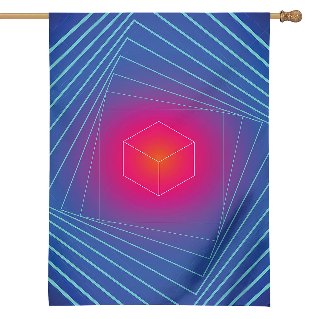Blue Geometric EDM Light Print House Flag
