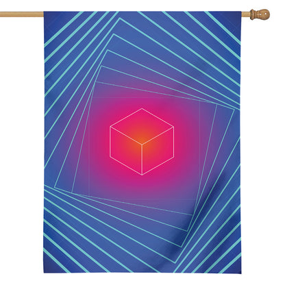 Blue Geometric EDM Light Print House Flag