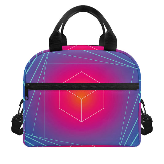 Blue Geometric EDM Light Print Insulated Lunch Bag