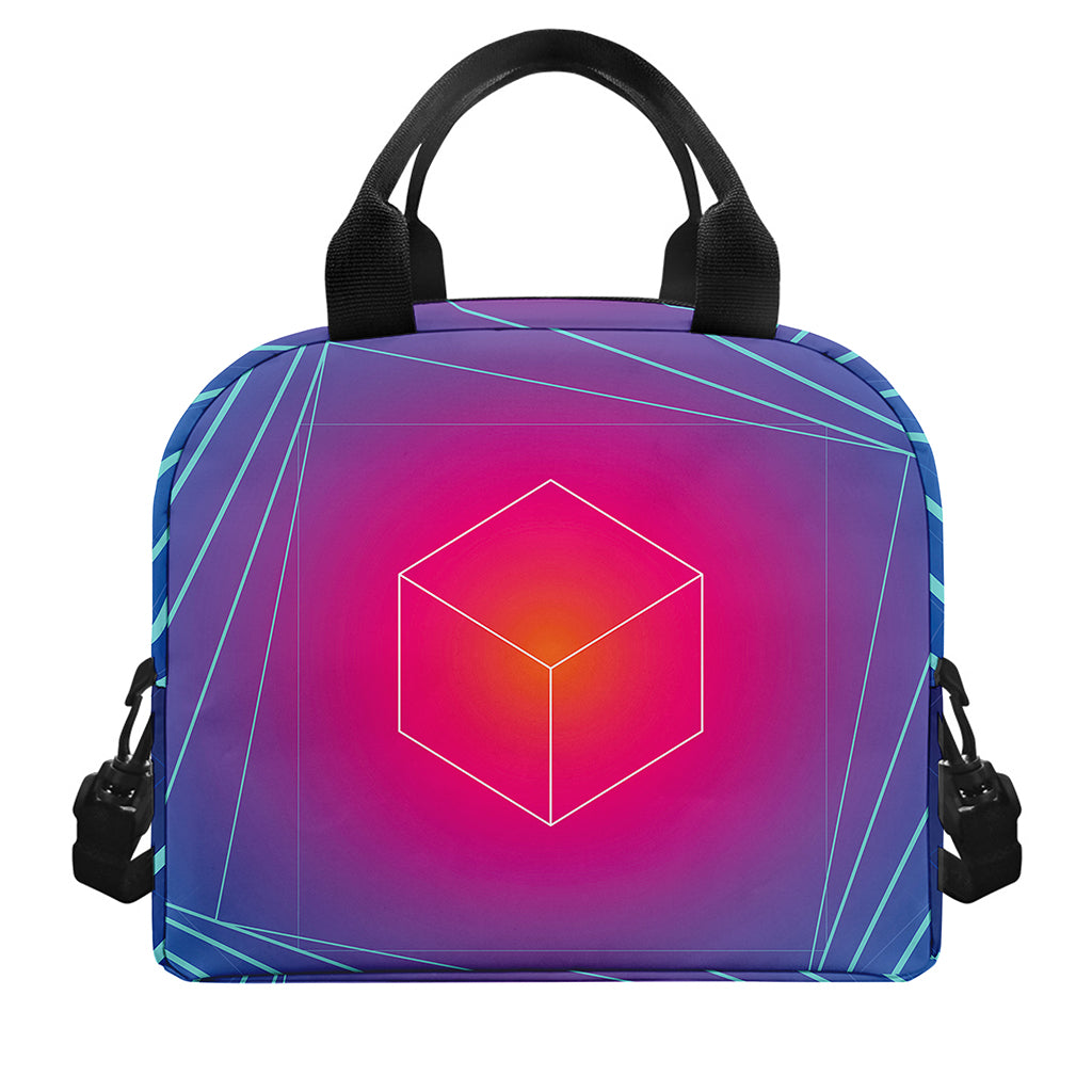 Blue Geometric EDM Light Print Insulated Lunch Bag