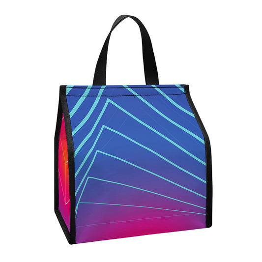 Blue Geometric EDM Light Print Insulated Lunch Tote