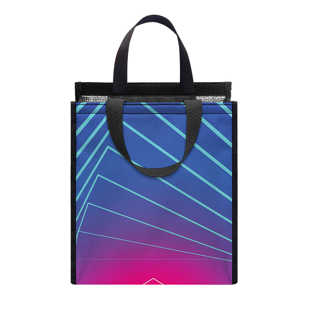 Blue Geometric EDM Light Print Insulated Lunch Tote