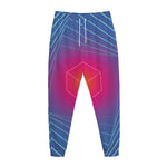 Blue Geometric EDM Light Print Jogger Pants