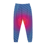 Blue Geometric EDM Light Print Jogger Pants