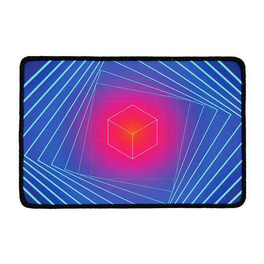 Blue Geometric EDM Light Print Kitchen Mat