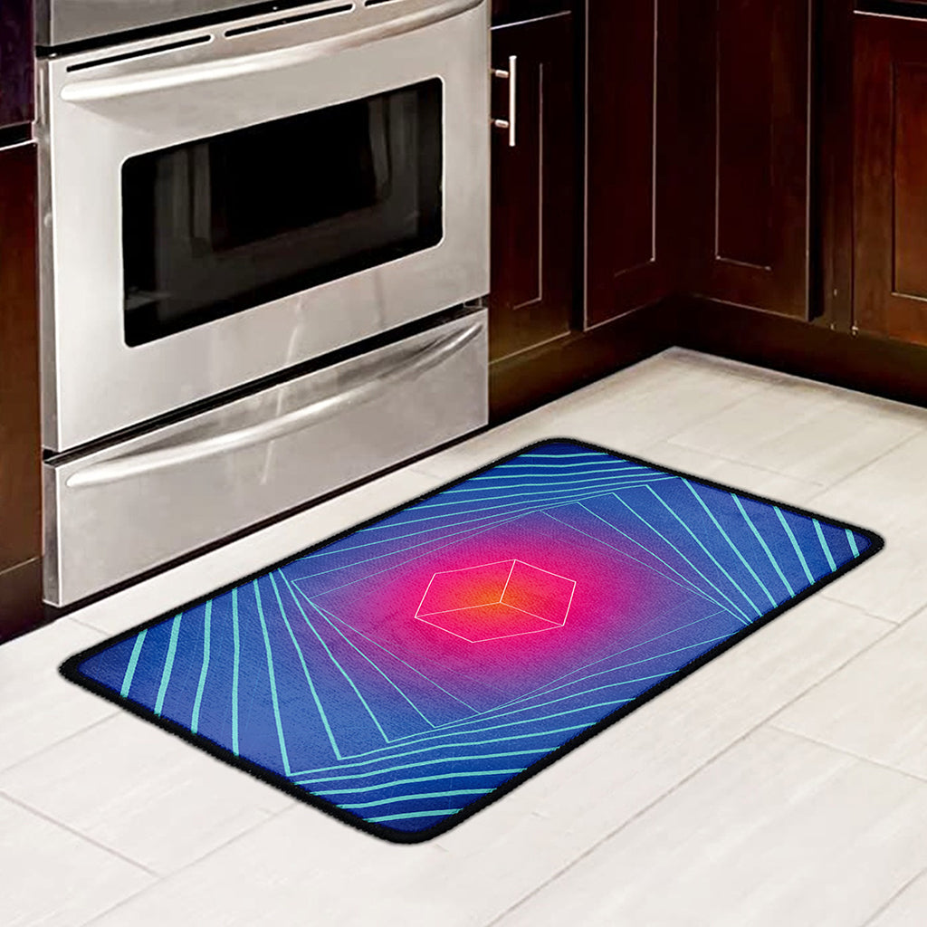 Blue Geometric EDM Light Print Kitchen Mat