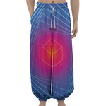 Blue Geometric EDM Light Print Lantern Pants