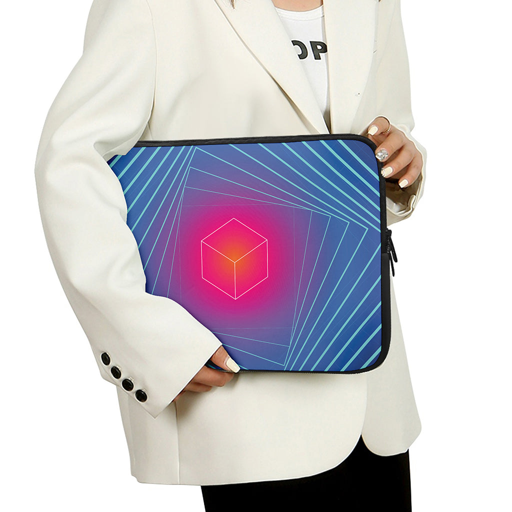 Blue Geometric EDM Light Print Laptop Sleeve
