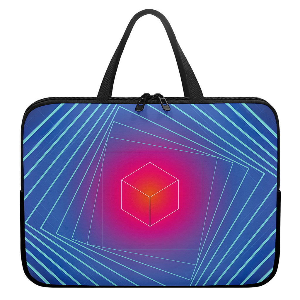 Blue Geometric EDM Light Print Laptop Sleeve With Handle