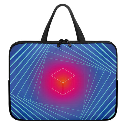 Blue Geometric EDM Light Print Laptop Sleeve With Handle