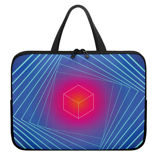 Blue Geometric EDM Light Print Laptop Sleeve With Handle
