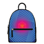 Blue Geometric EDM Light Print Leather Backpack
