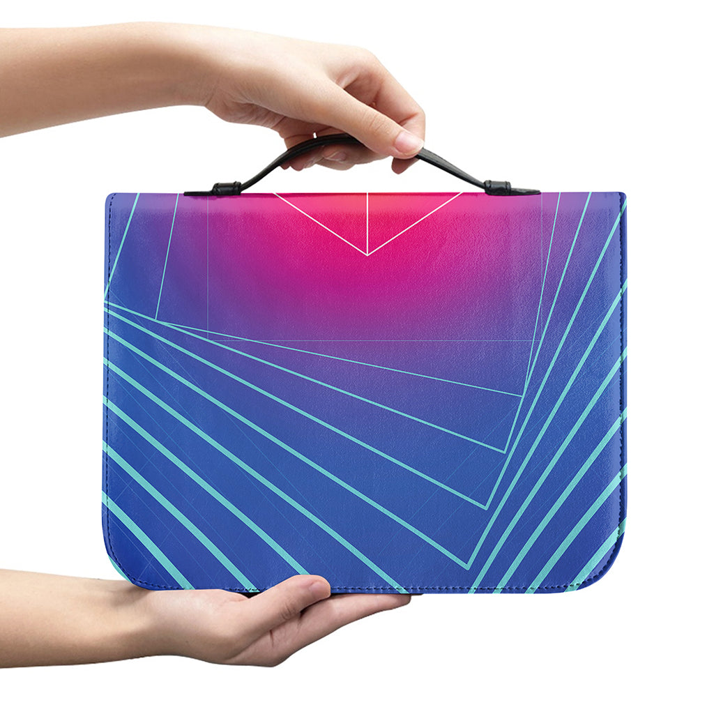 Blue Geometric EDM Light Print Leather Bible Cover