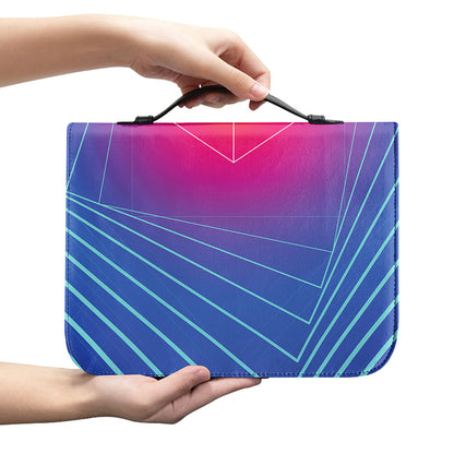Blue Geometric EDM Light Print Leather Bible Cover