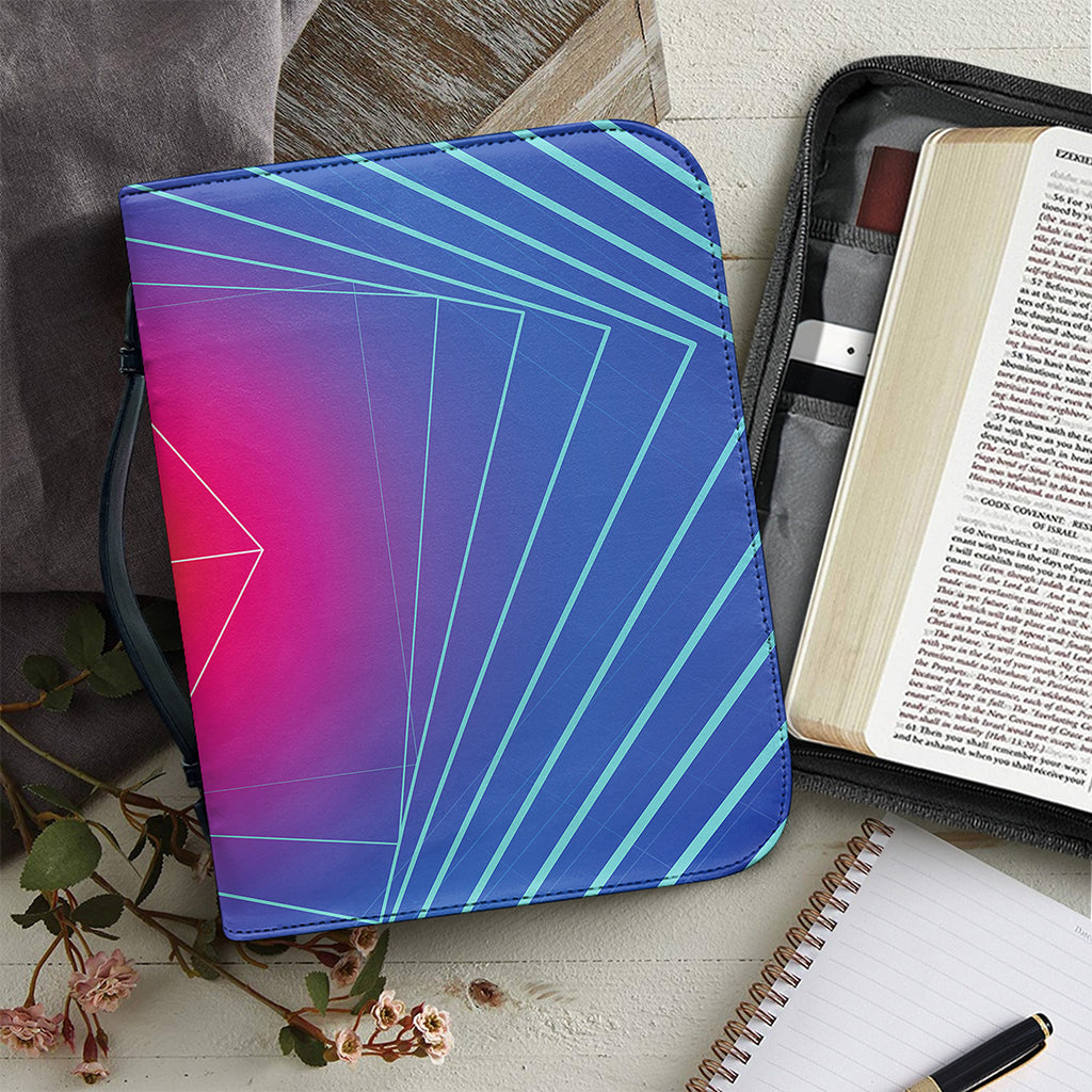Blue Geometric EDM Light Print Leather Bible Cover
