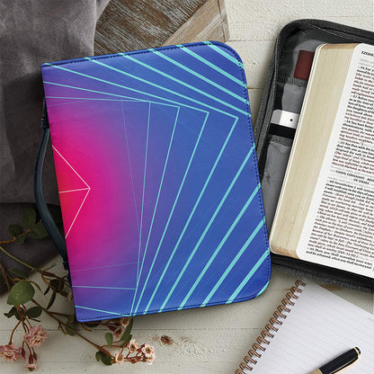 Blue Geometric EDM Light Print Leather Bible Cover